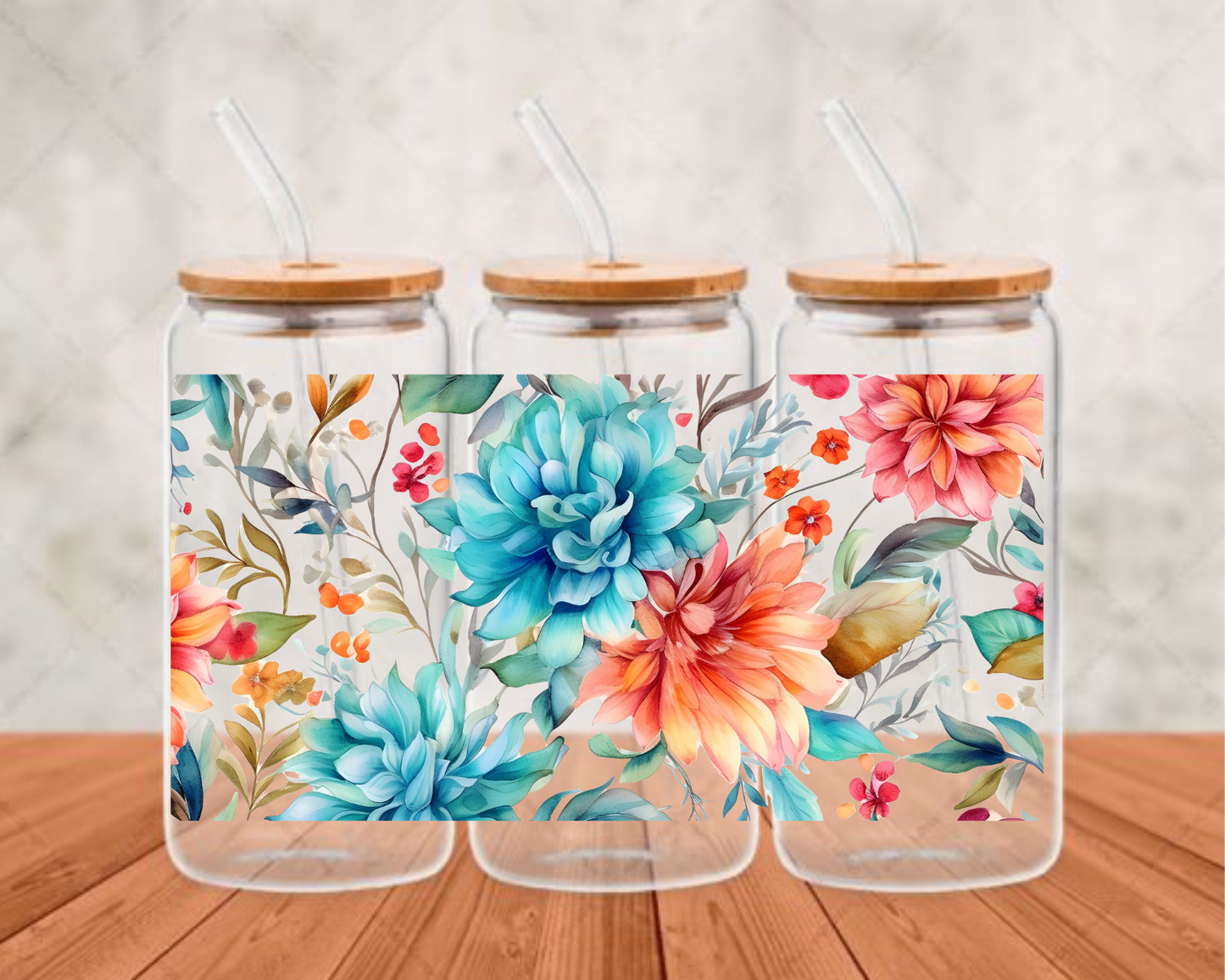 wild flowers UV-DTF adhesive cup wrap