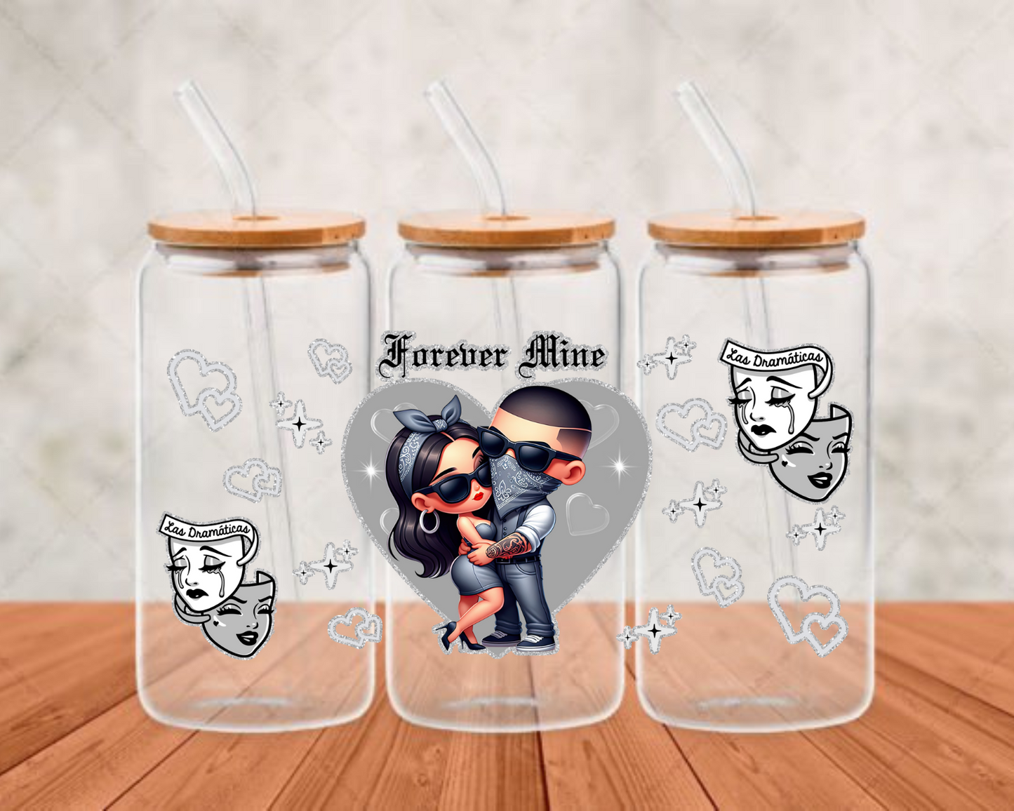 gray heart forever mine UV-DTF adhesive cup wrap