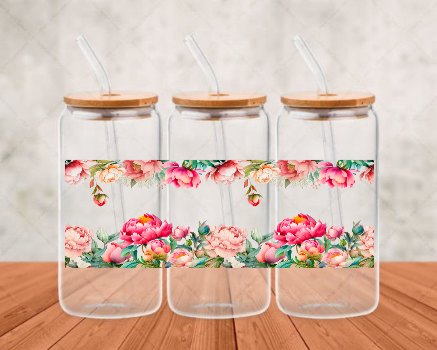 Peony UV- DTF Adhesive cup wrap