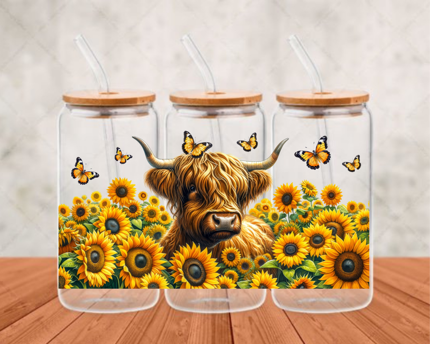 Highland Cow Sunflowers UV- DTF Adhesive cup wrap (Copy) (Copy) (Copy)
