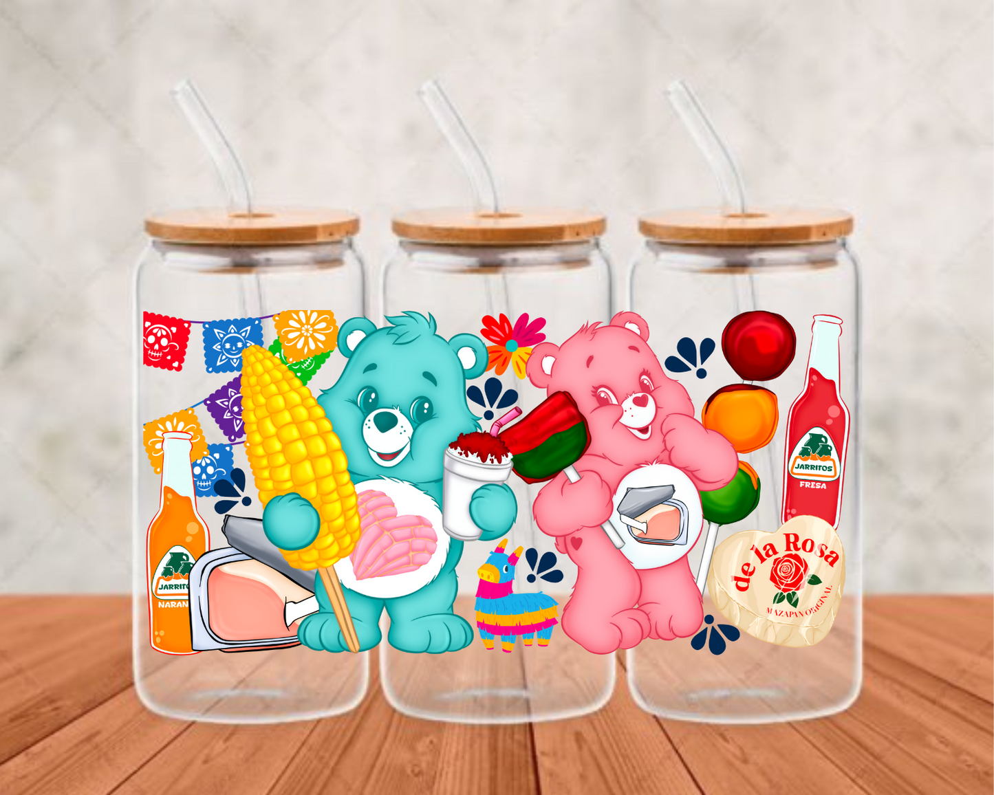 Care Bears x Mexican Snacks UV-DTF (adhesive cup wrap)