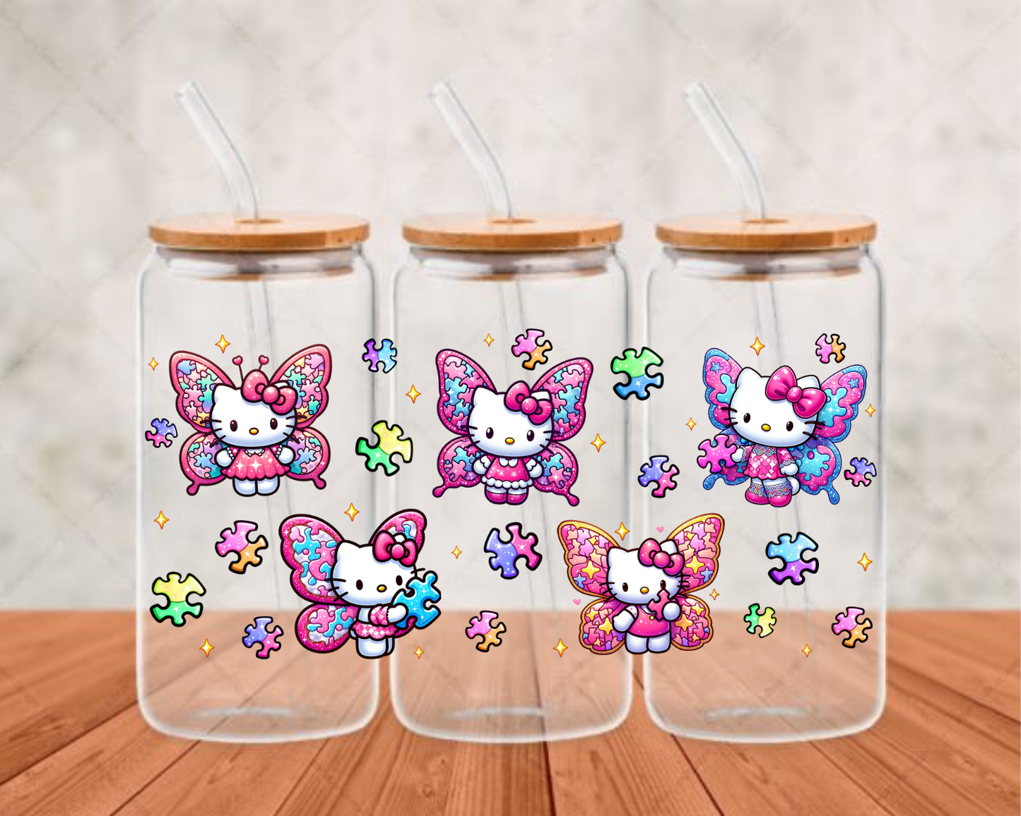 butterfly kitty UV- DTF Adhesive cup wrap
