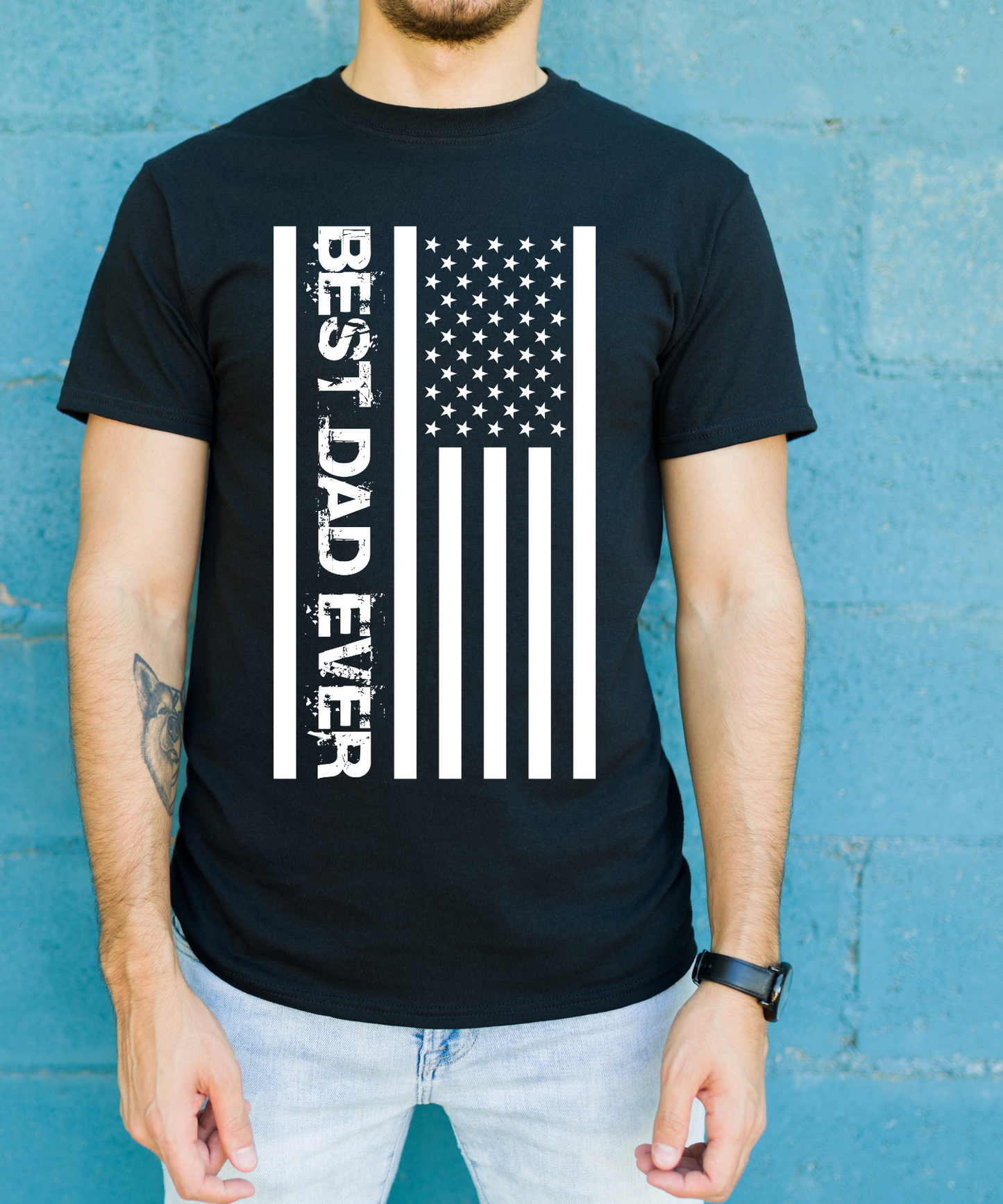 Best dad ever with US American flag Father's day