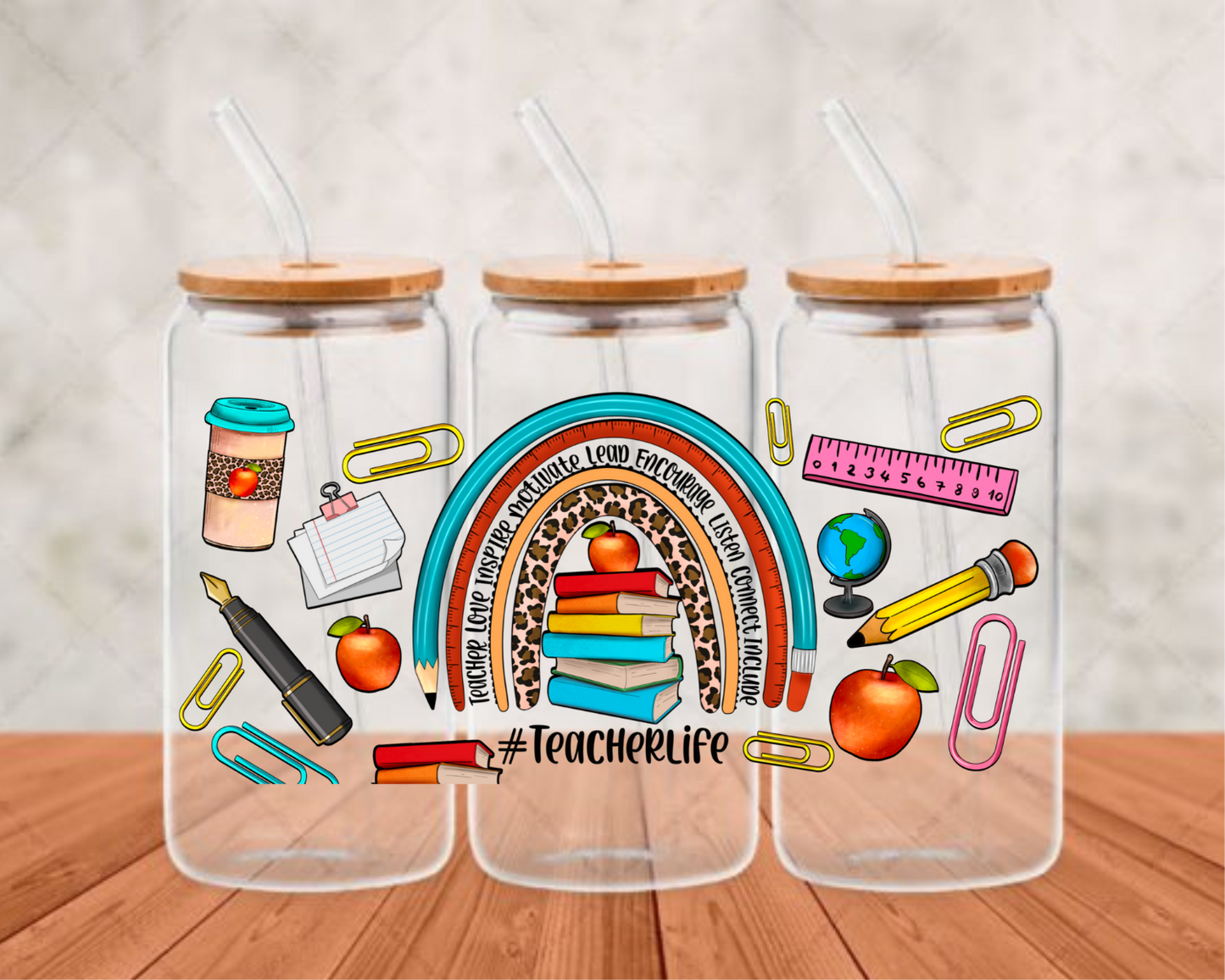 teacher UV-DTF adhesive cup wrap