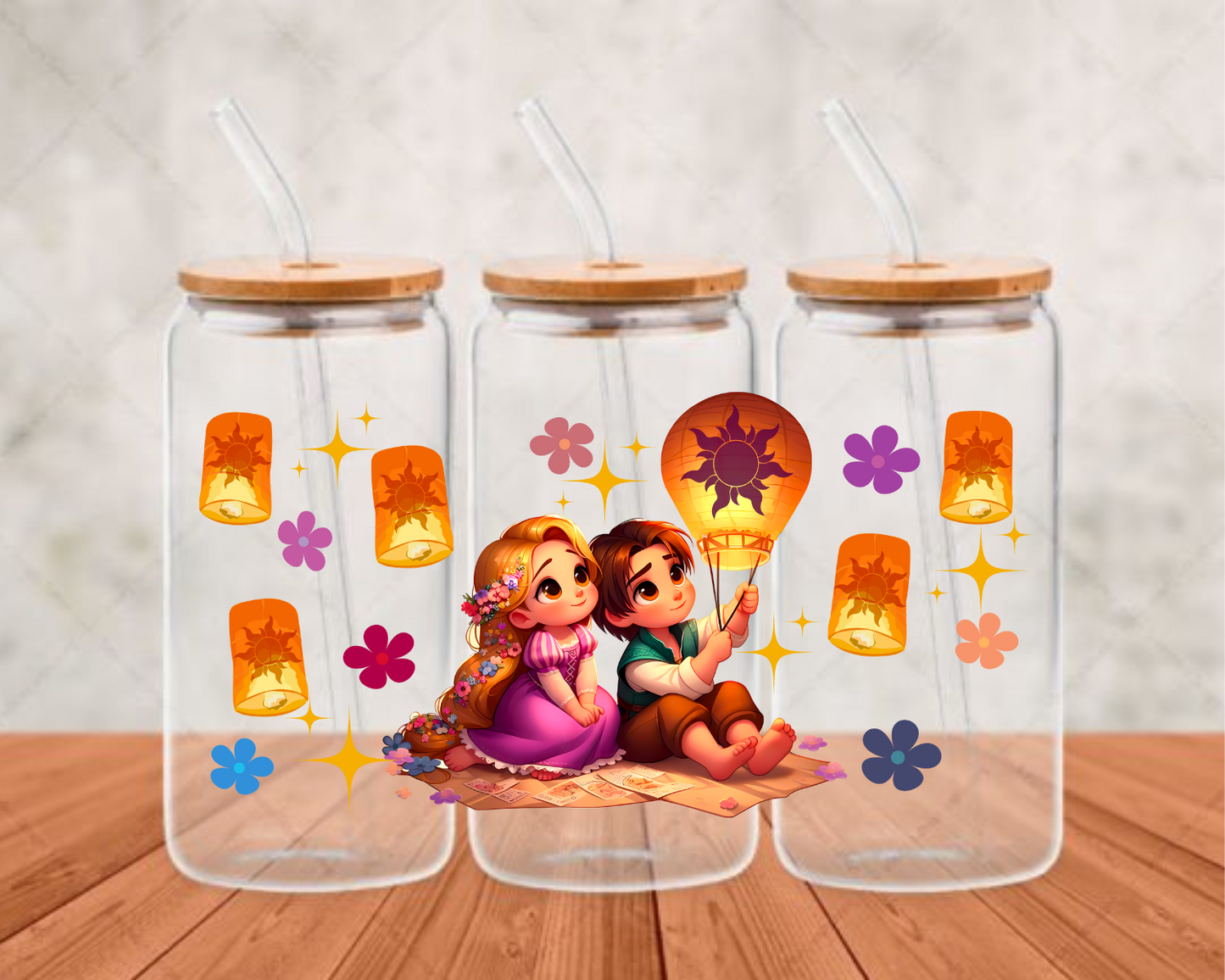 Tangled Lanterns Love UV-DTF adhesive cup wrap