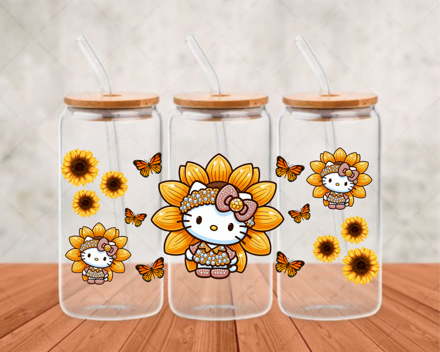 Hello Kitty Sunflower UV-DTF adhesive cup wrap