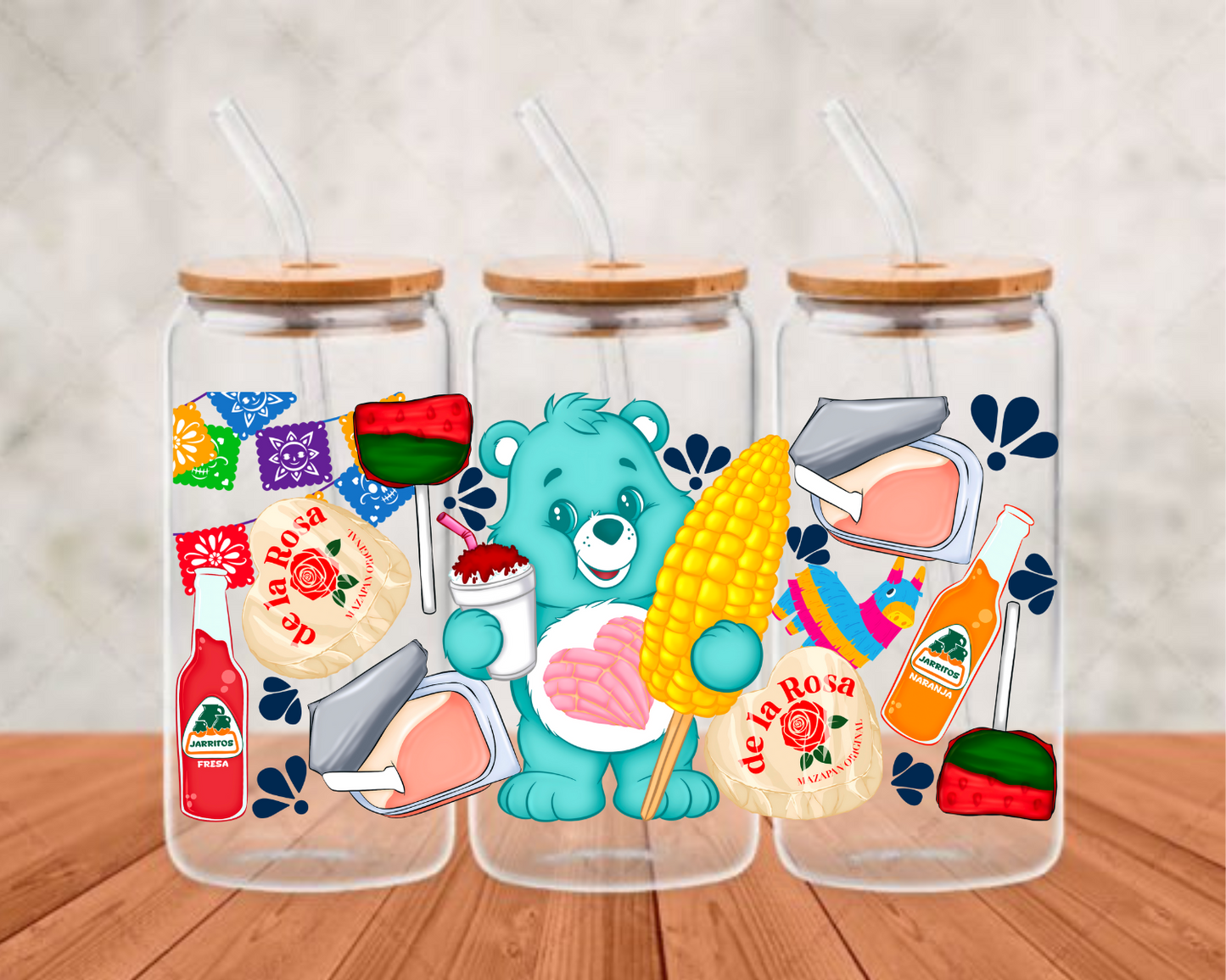 Elotes Bear Design UV-DTF adhesive cup wrap