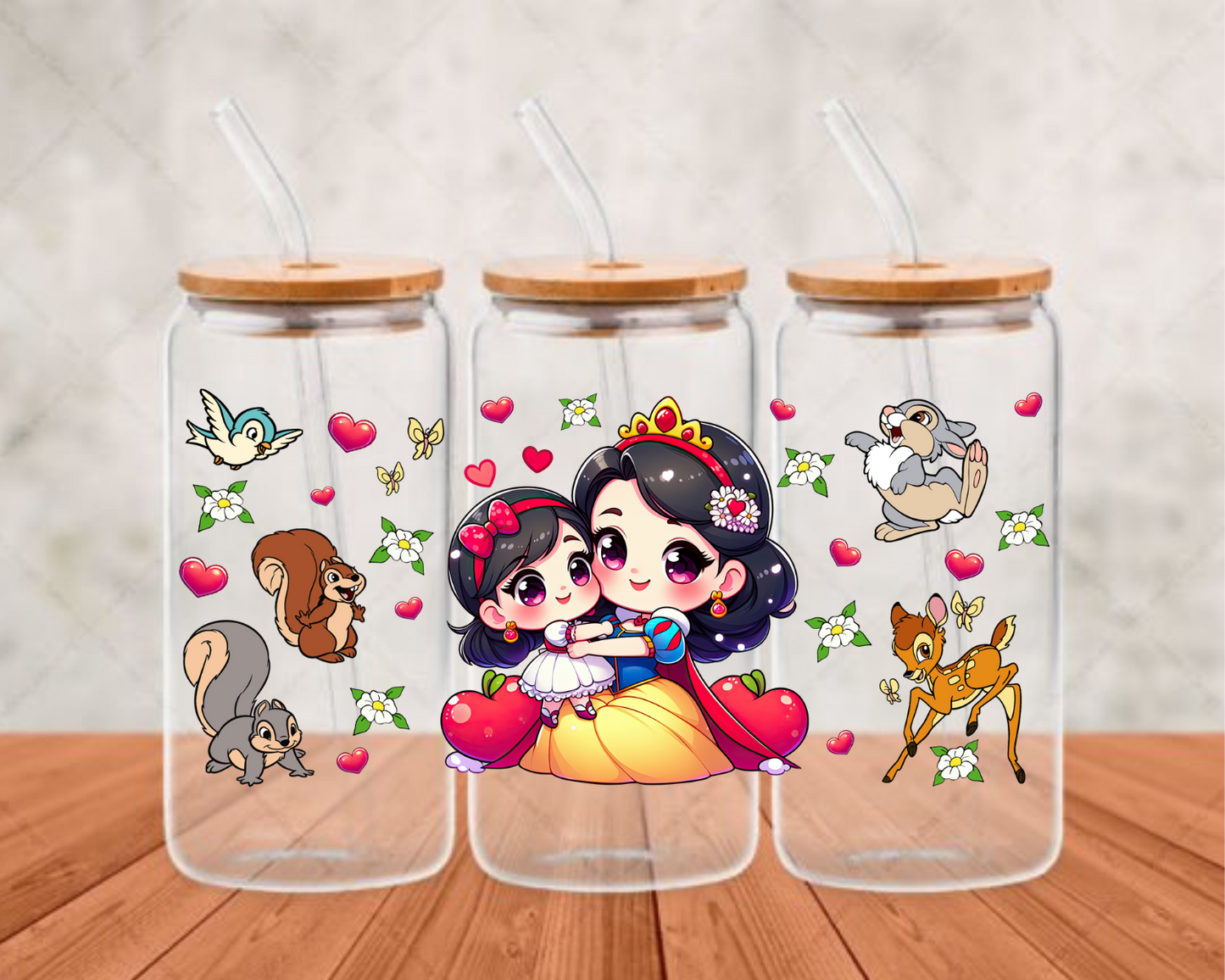 snow-white and baby UV- DTF Adhesive cup wrap