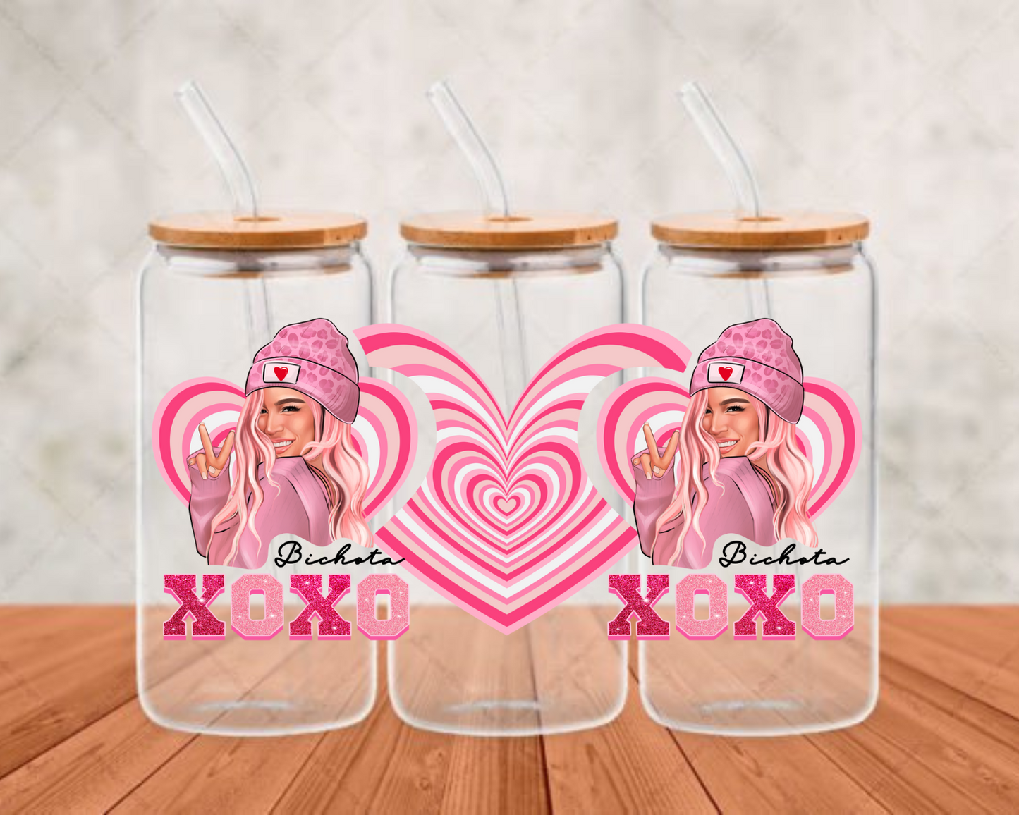 Bichota Karol G XOXO Heart UV-DTF (adhesive cup wrap)