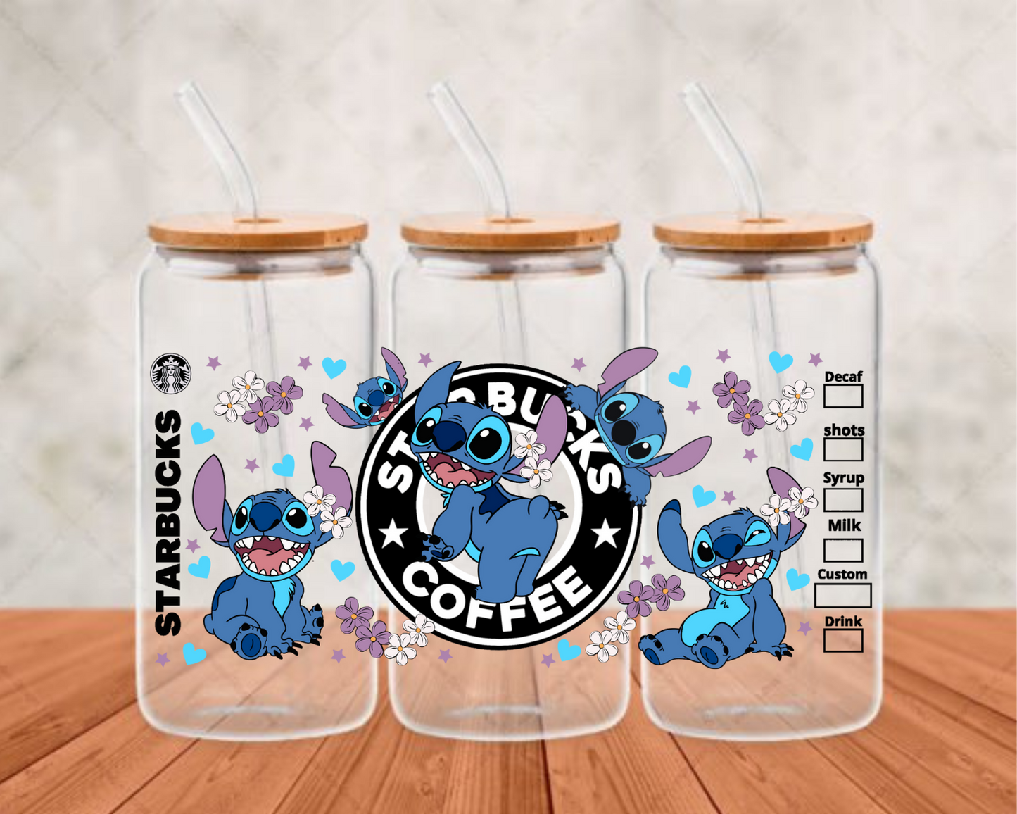 STITCH STARBUCKS UV-DTF adhesive cup wrap