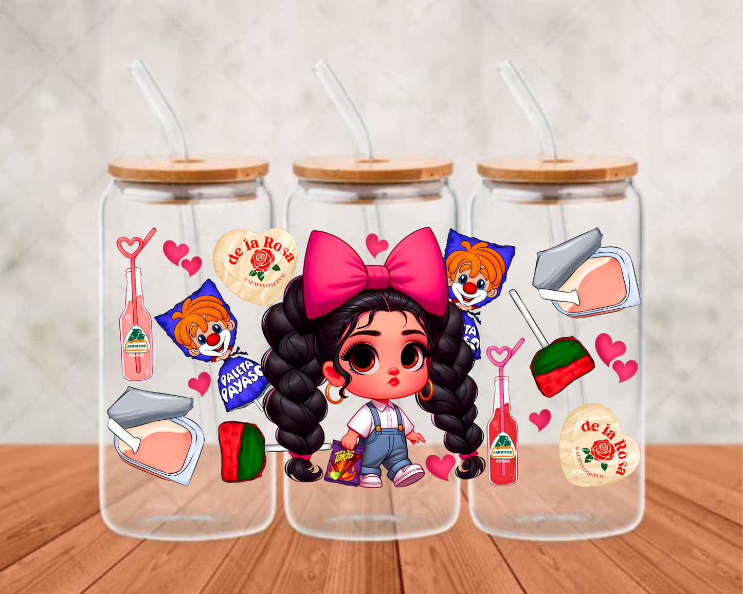 Mexican girl candy UV-DTF adhesive cup wrap