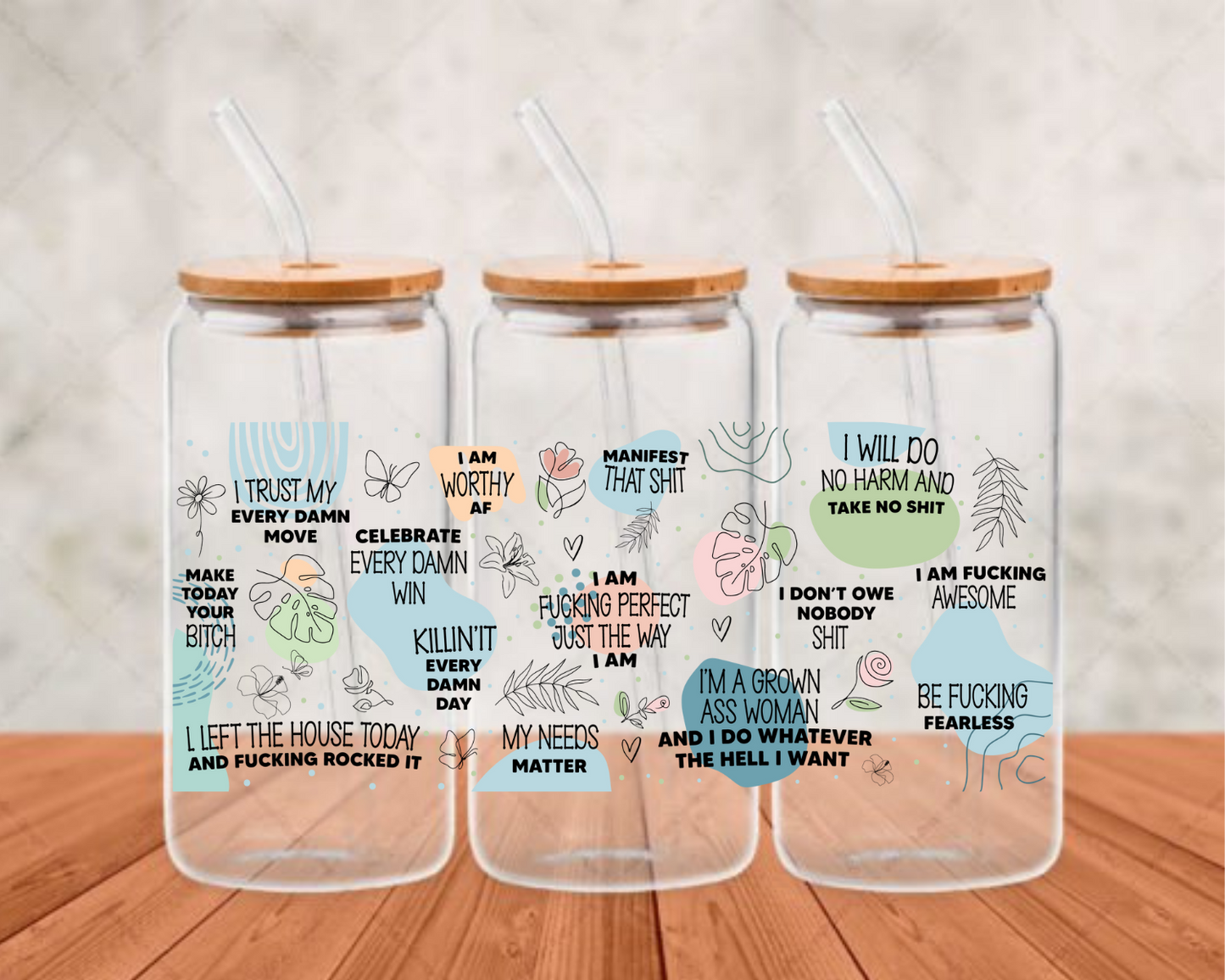 I_AM_FUCKING_PERFECT_JUST_THE_WAY- UV-DTF adhesive cup wrap