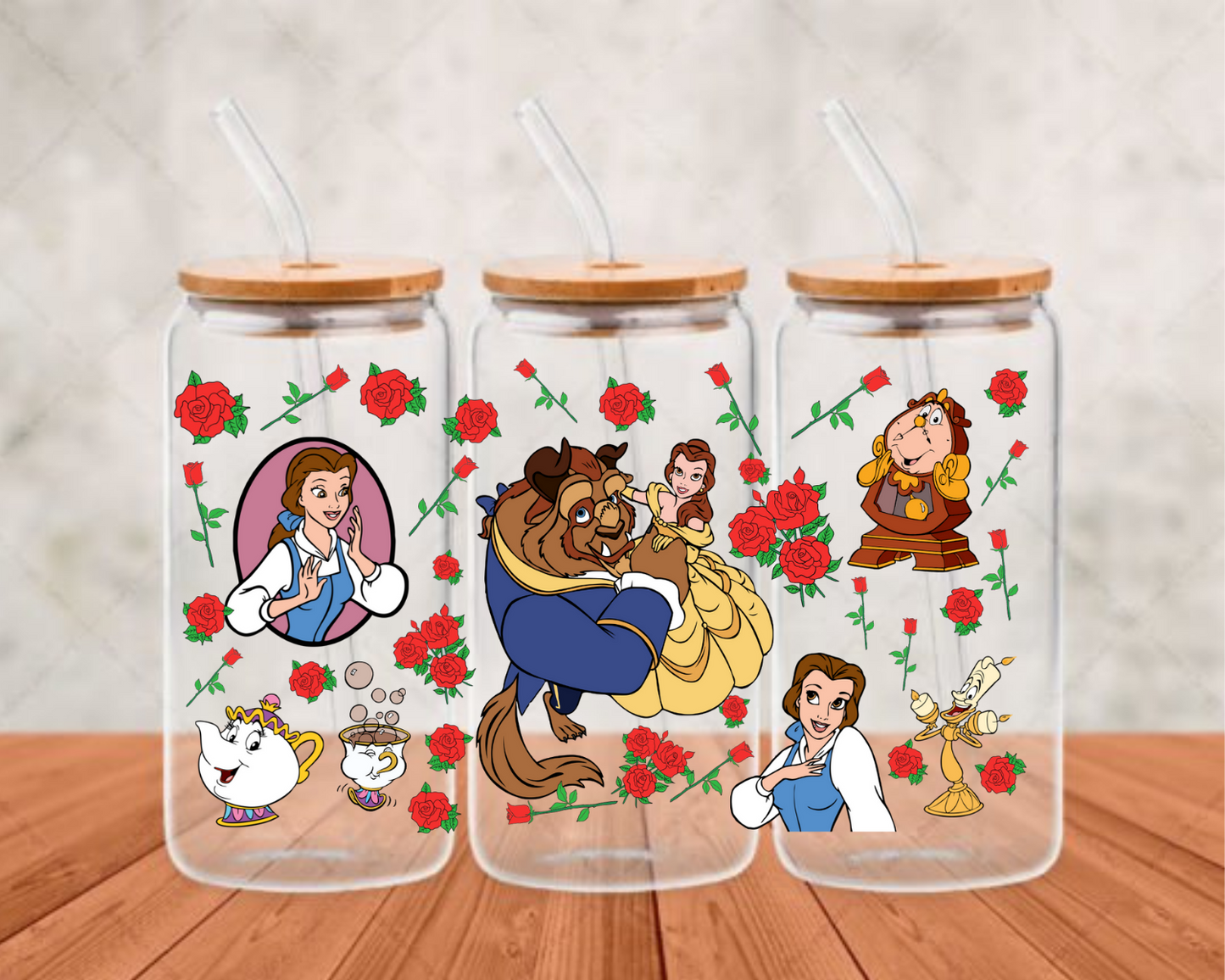 Beast And Bella With Friends Roses UV-DTF (adhesive cup wrap)