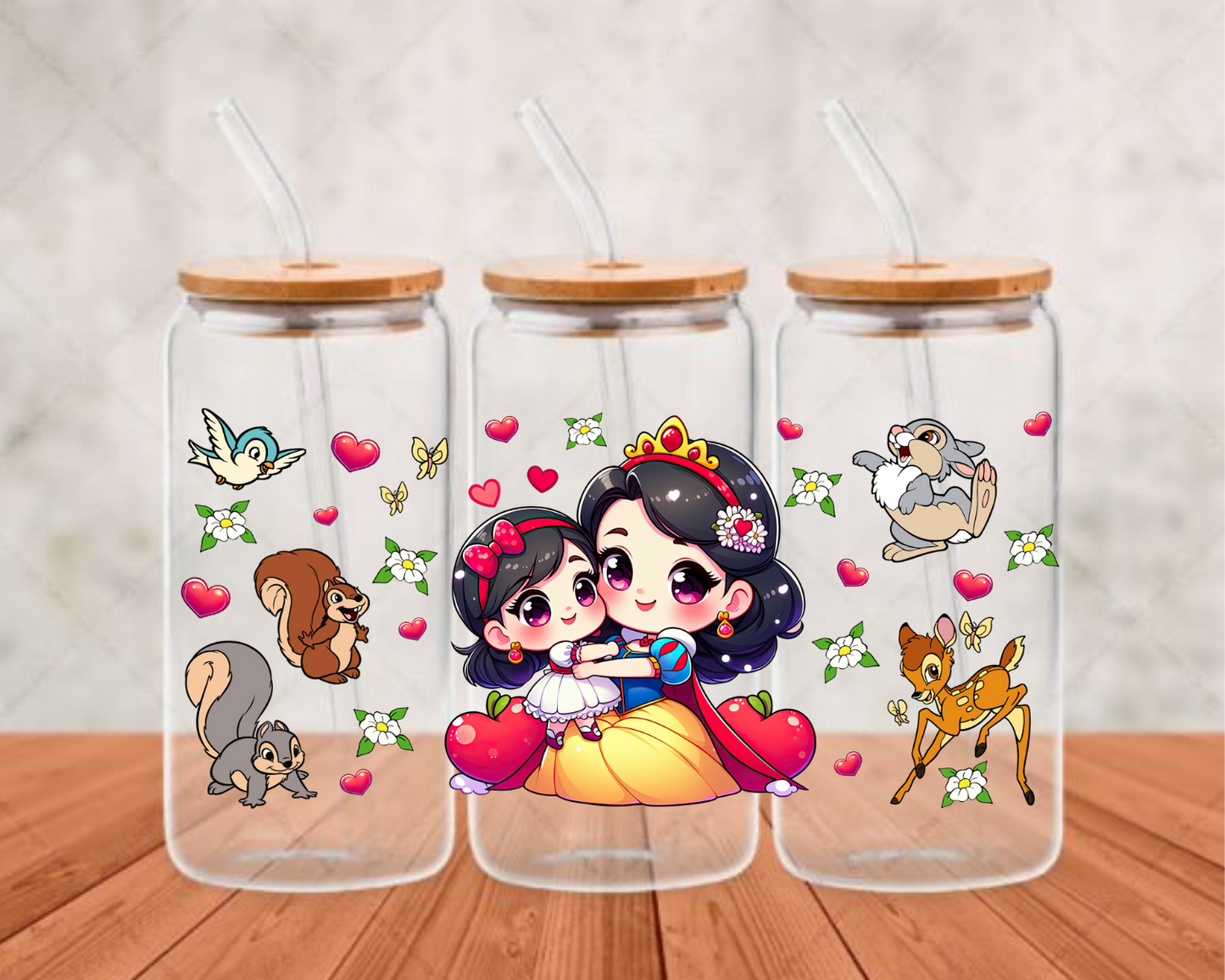 snow-white and baby UV- DTF Adhesive cup wrap