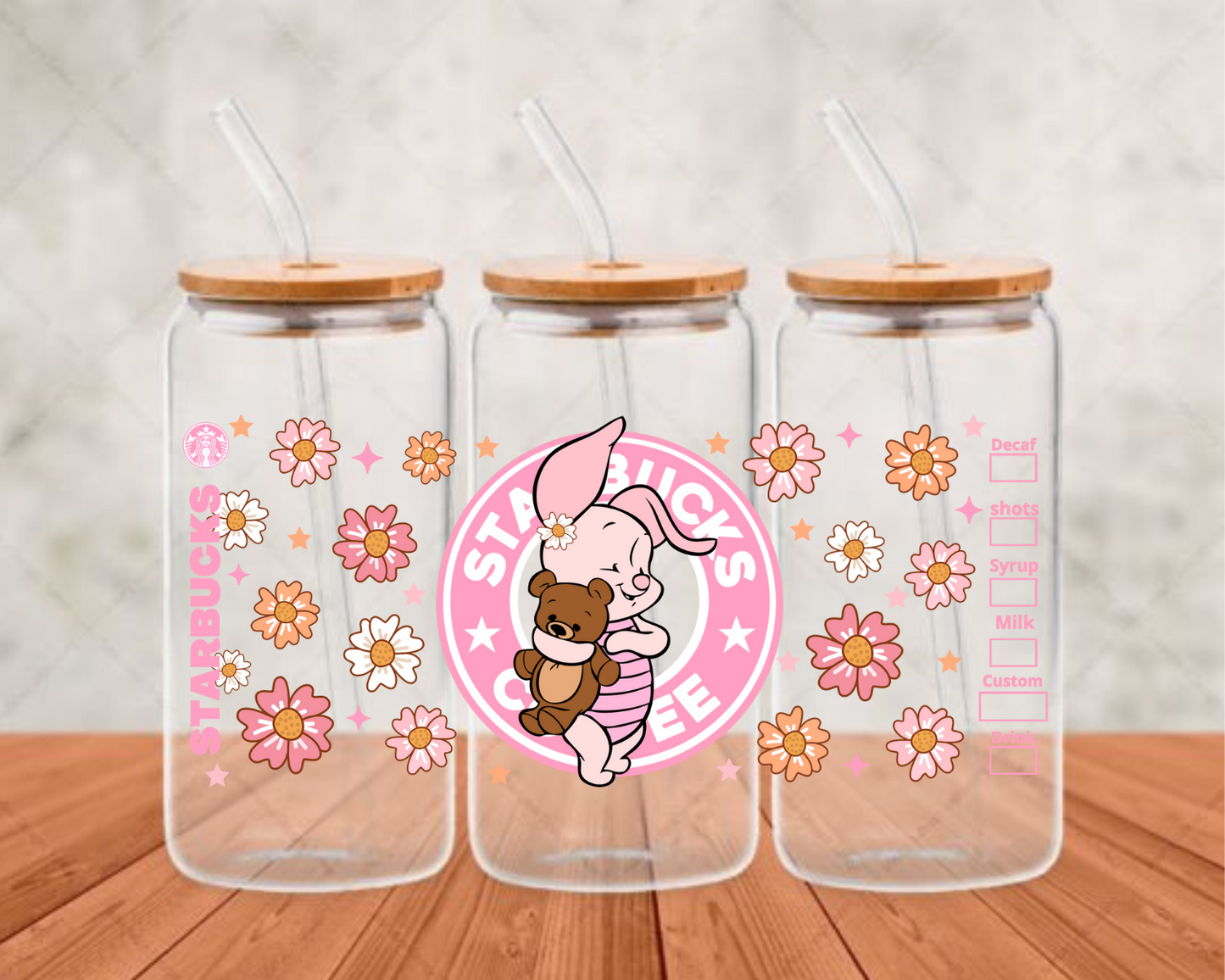 piglet . DTF adhesive cup wrap