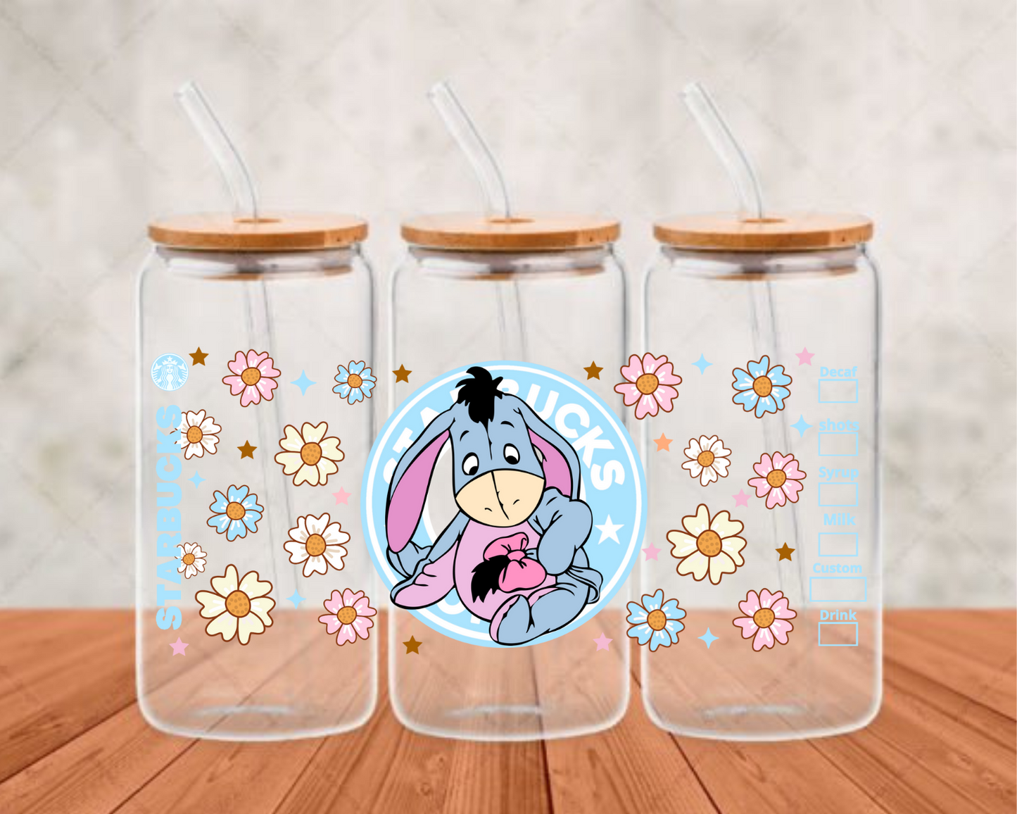 Eeyore UV-DTF adhesive cup wrap