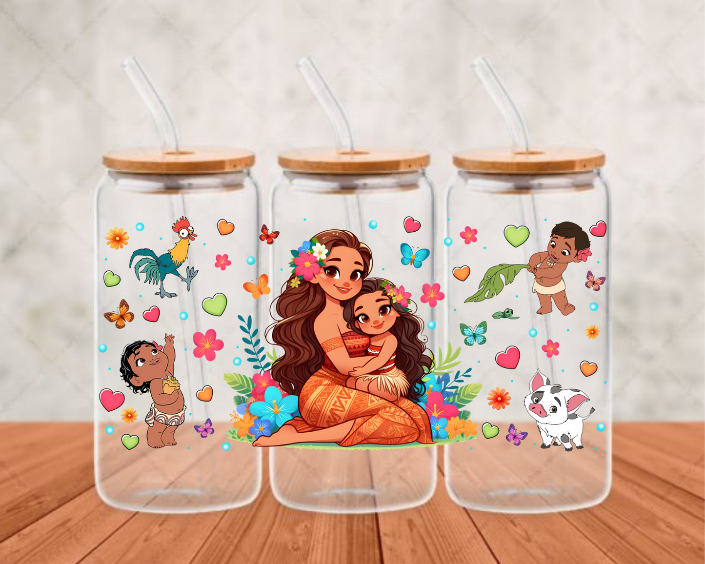 moana and baby UV- DTF Adhesive cup wrap