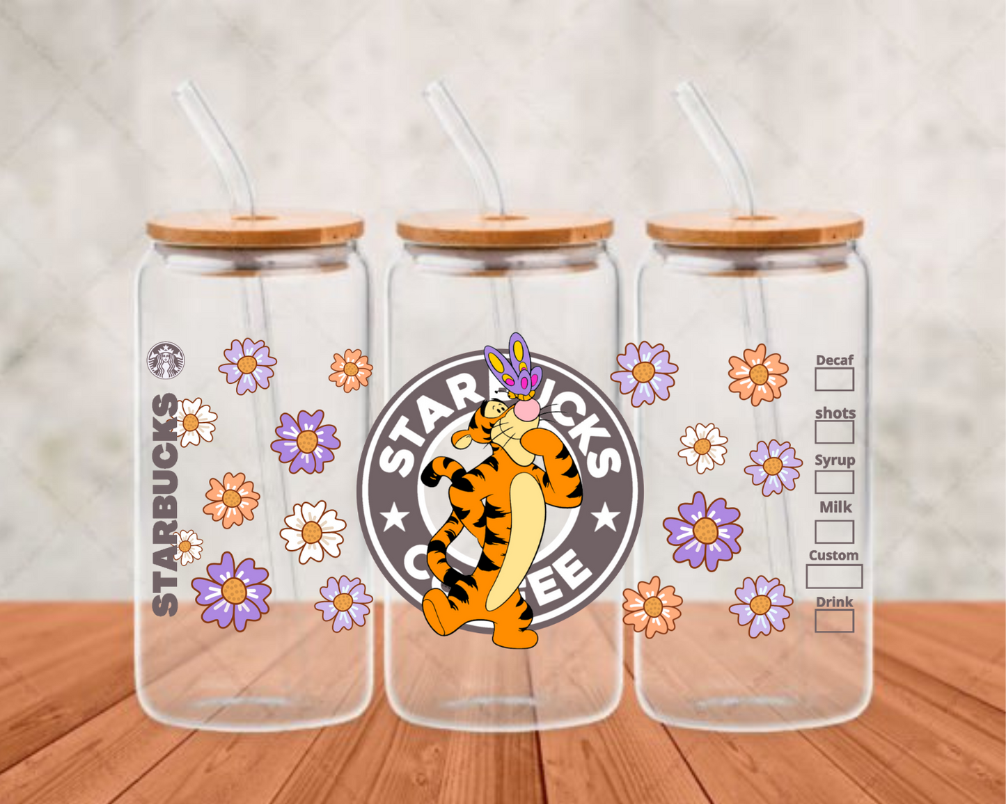 Tigger Butterfly UV-DTF adhesive cup wrap