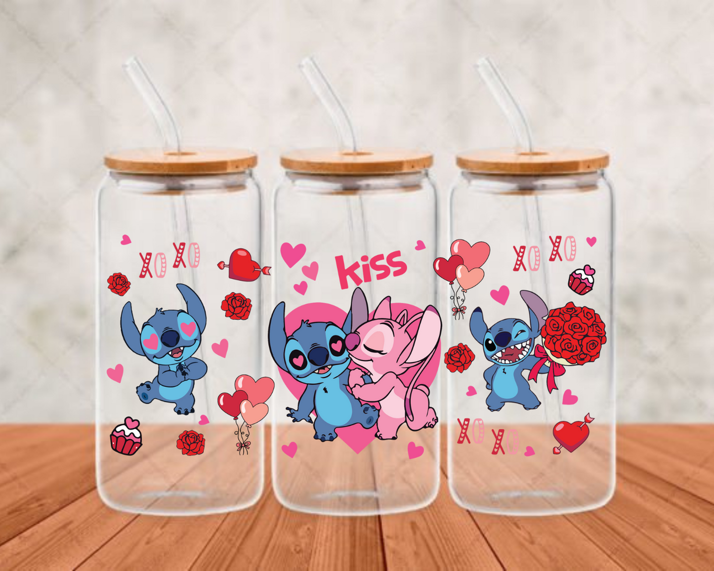 Stitch Kiss Me UV-DTF adhesive cup wrap