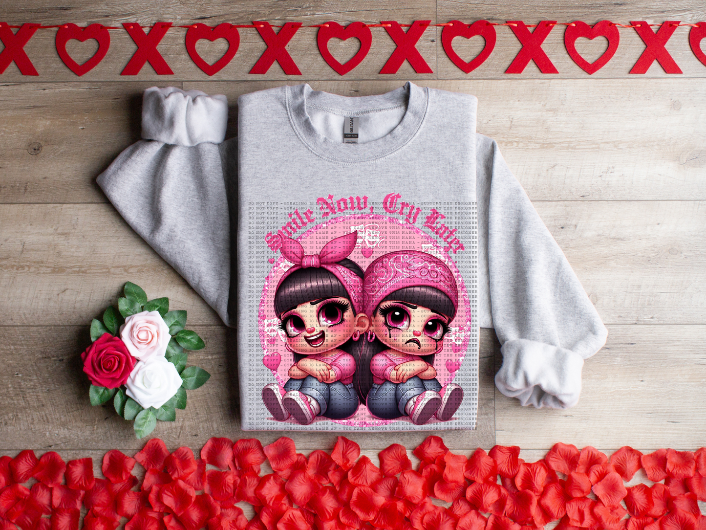 pink circle smile now cry later