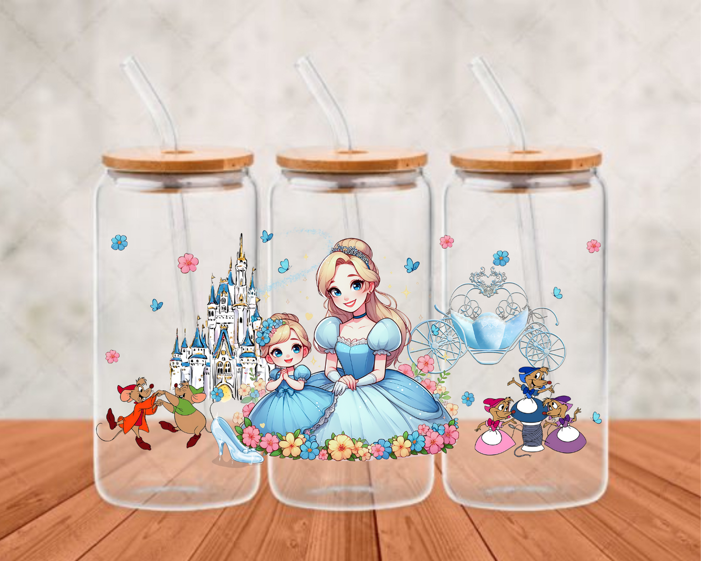 Cinderella And baby UV- DTF Adhesive cup wrap