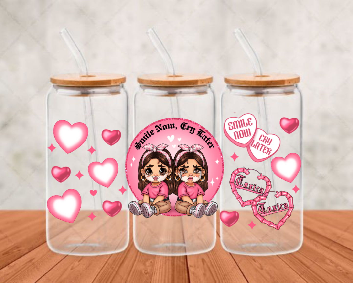 smile now cry later girls UV-DTF adhesive cup wrap