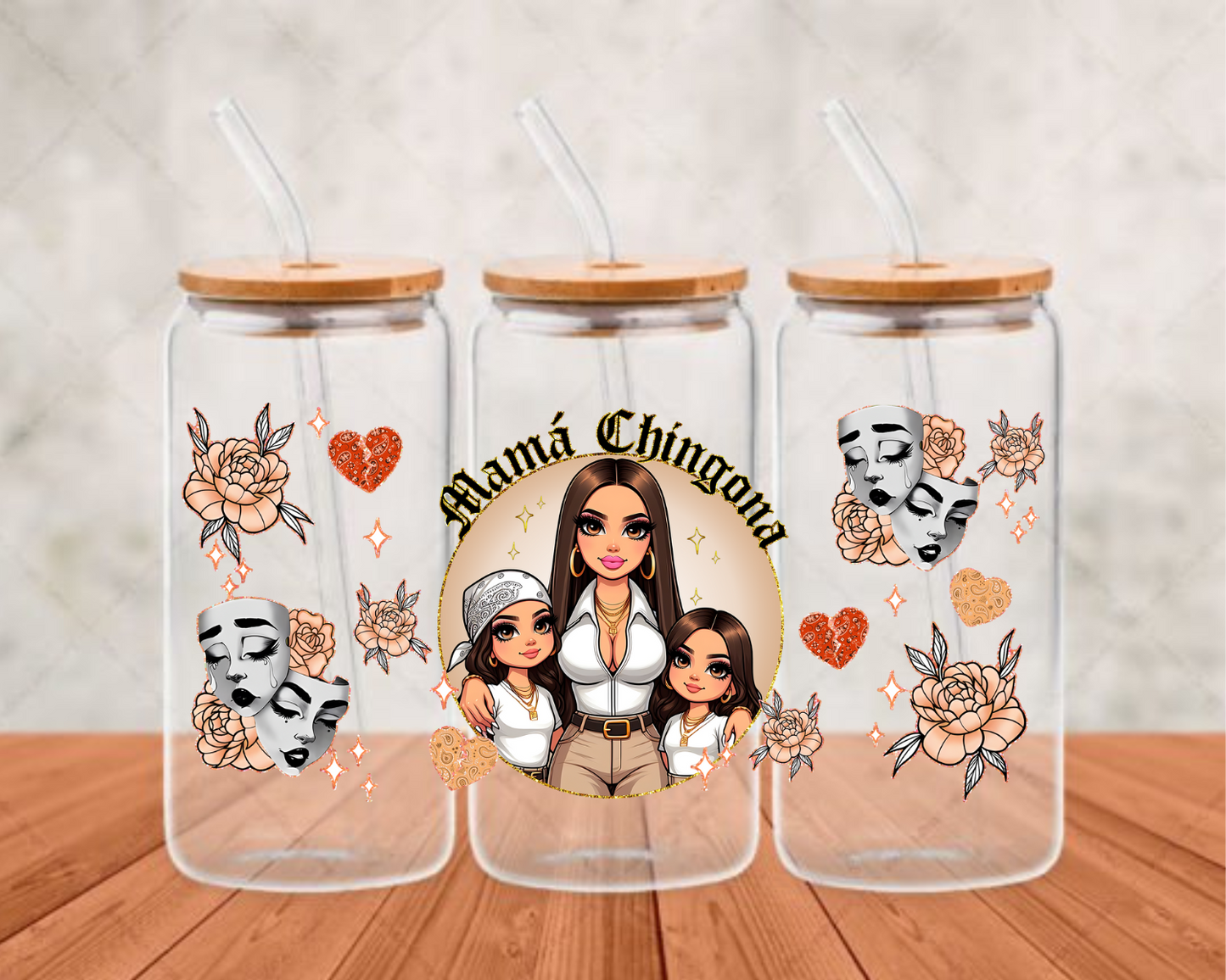 mama chingona light UV-DTF adhesive cup wrap