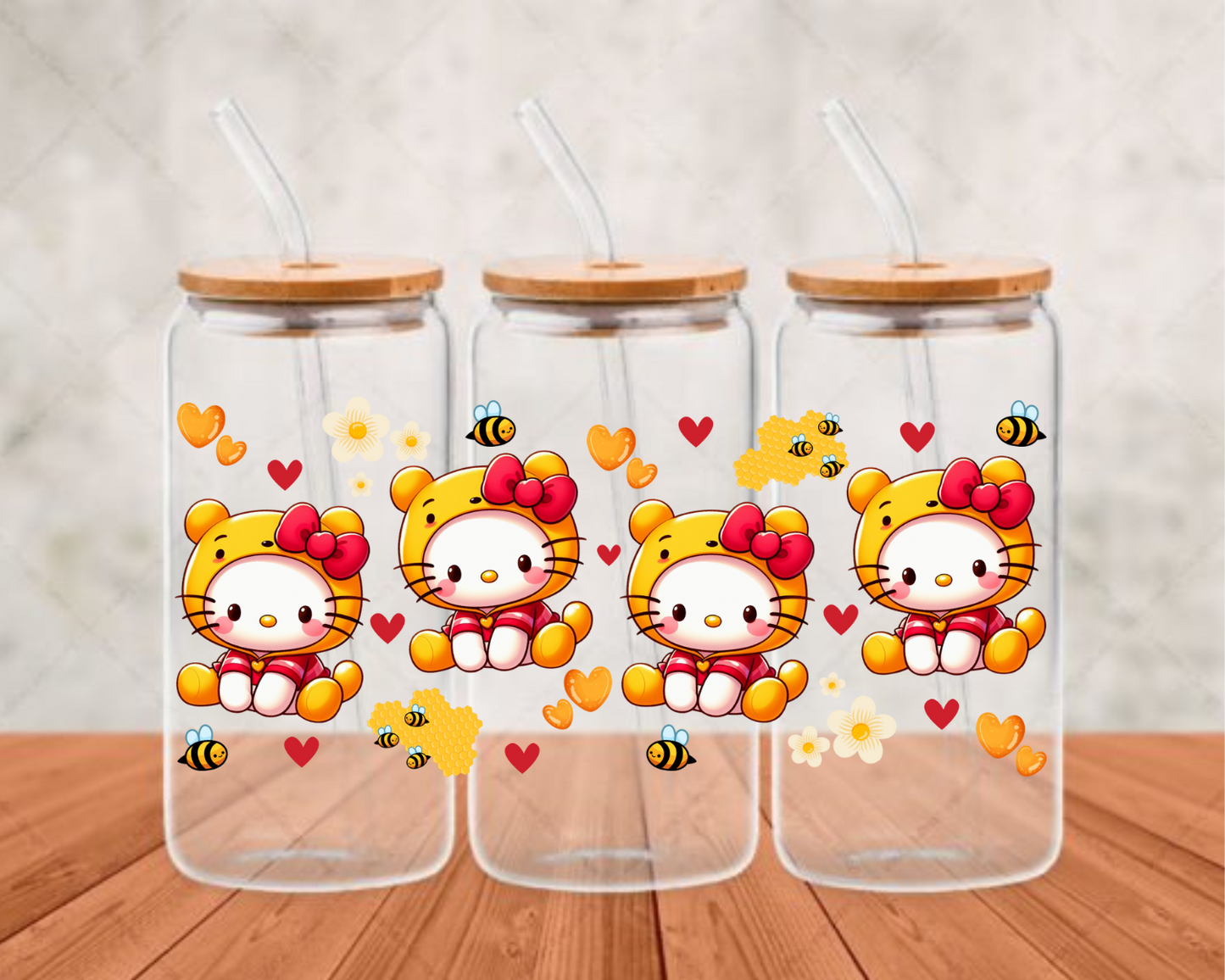 Hello Kitty With Whinnie The Pooh Costume UV-DTF (adhesive cup wrap)