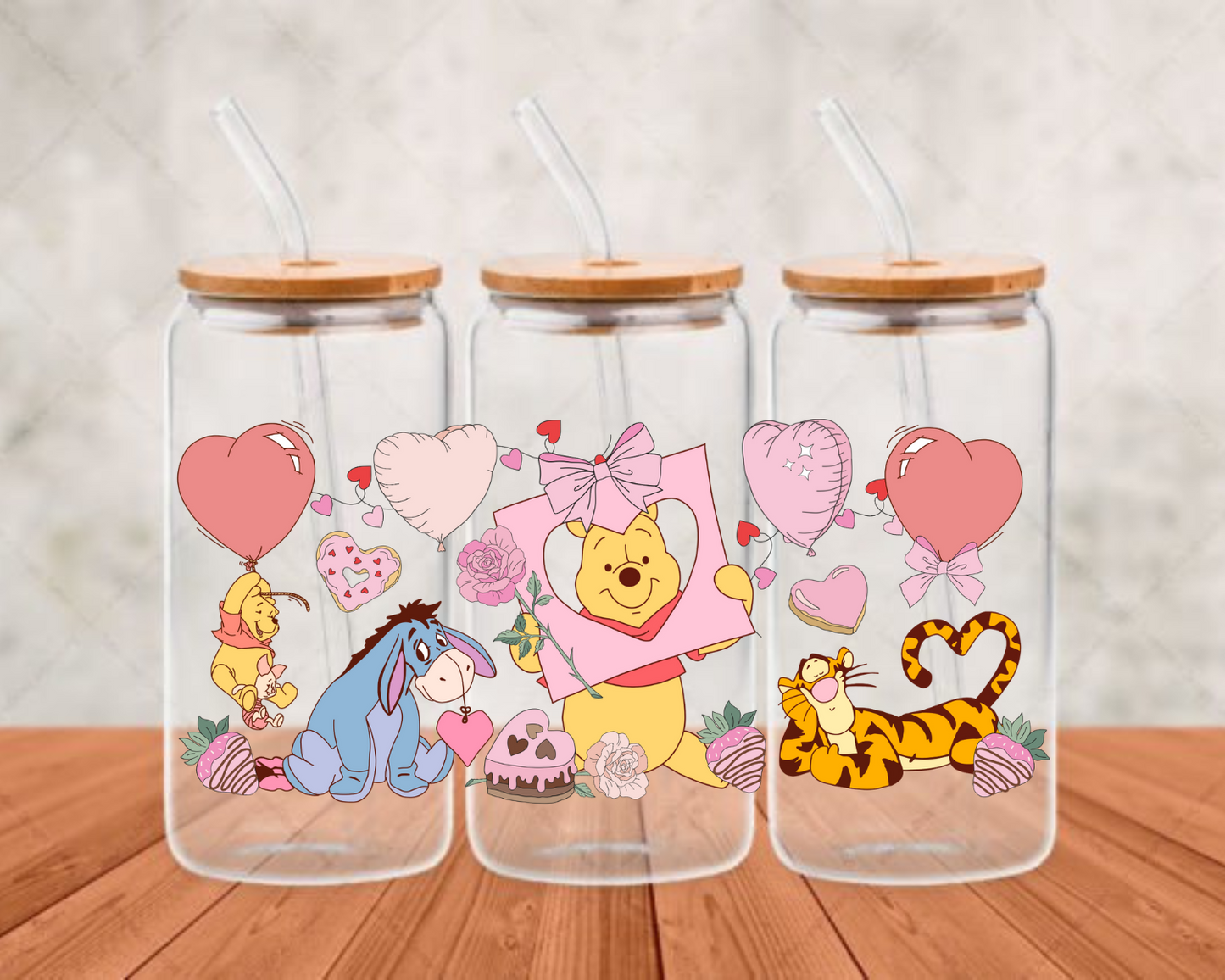 Whinnie And Friends Valentines Day UV-DTF (adhesive cup wrap)