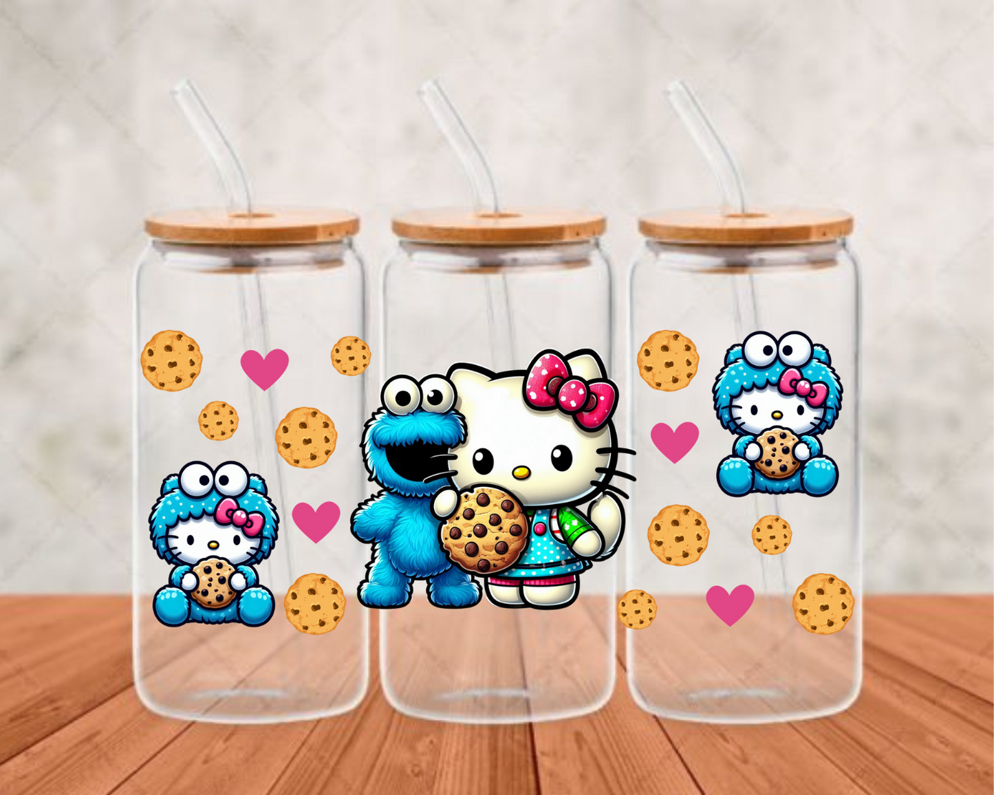 Cookie Monster x Hello Kitty UV-DTF (adhesive cup wrap)