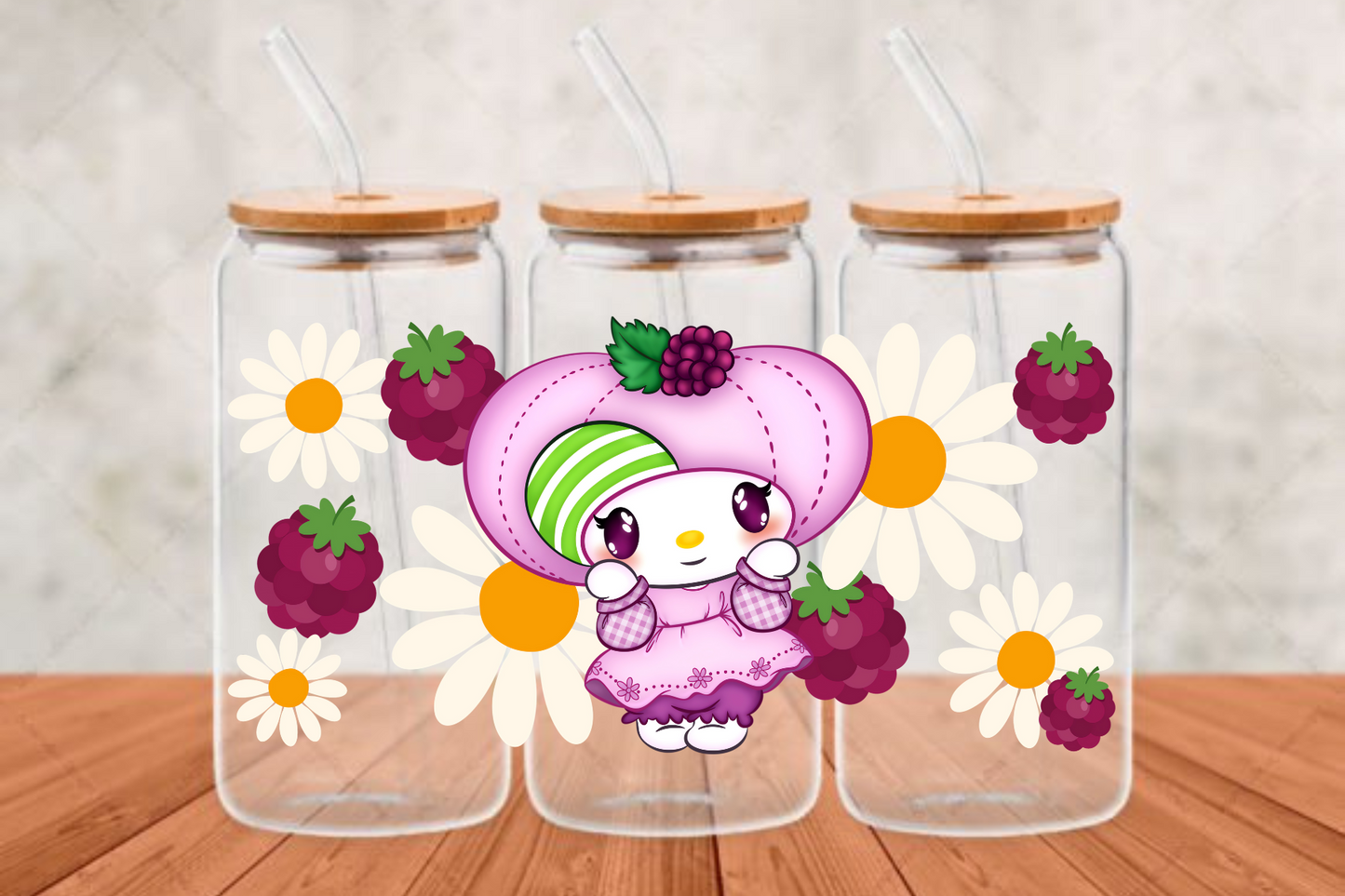 raspberry sweet UV- DTF Adhesive cup wrap