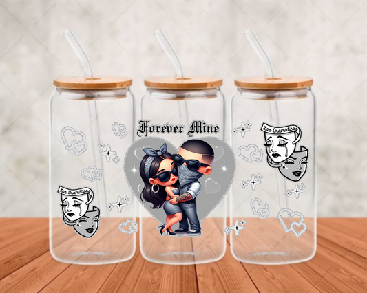 gray heart  forever mine  UV-DTF adhesive cup wrap