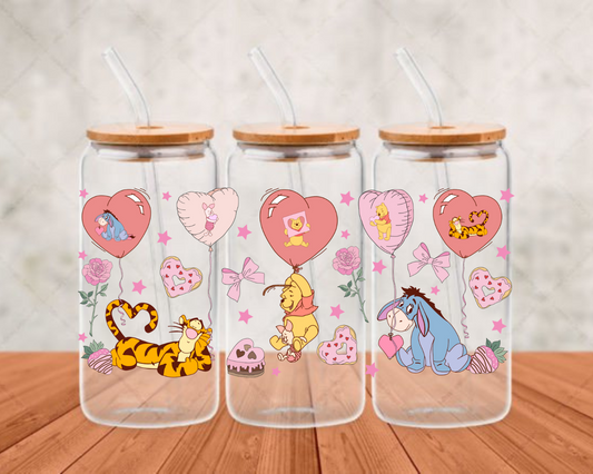 Whinnie And Friends Heart Balloons UV-DTF (adhesive cup wrap)