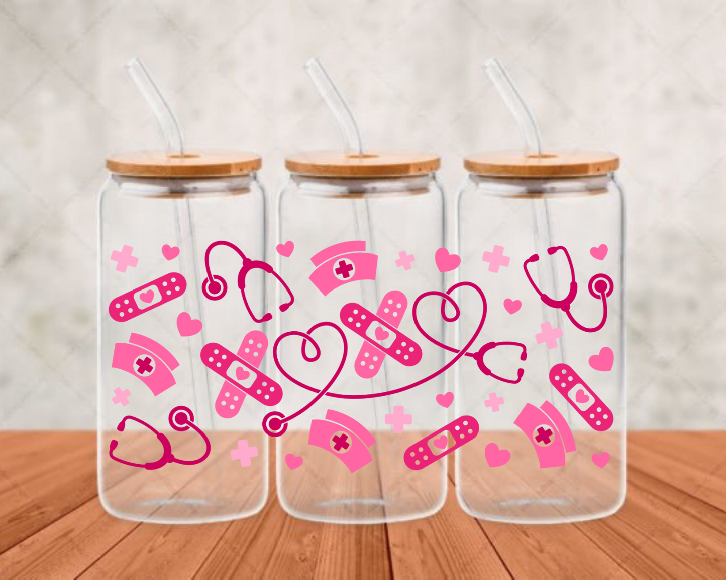 nurse  DTF adhesive cup wrap