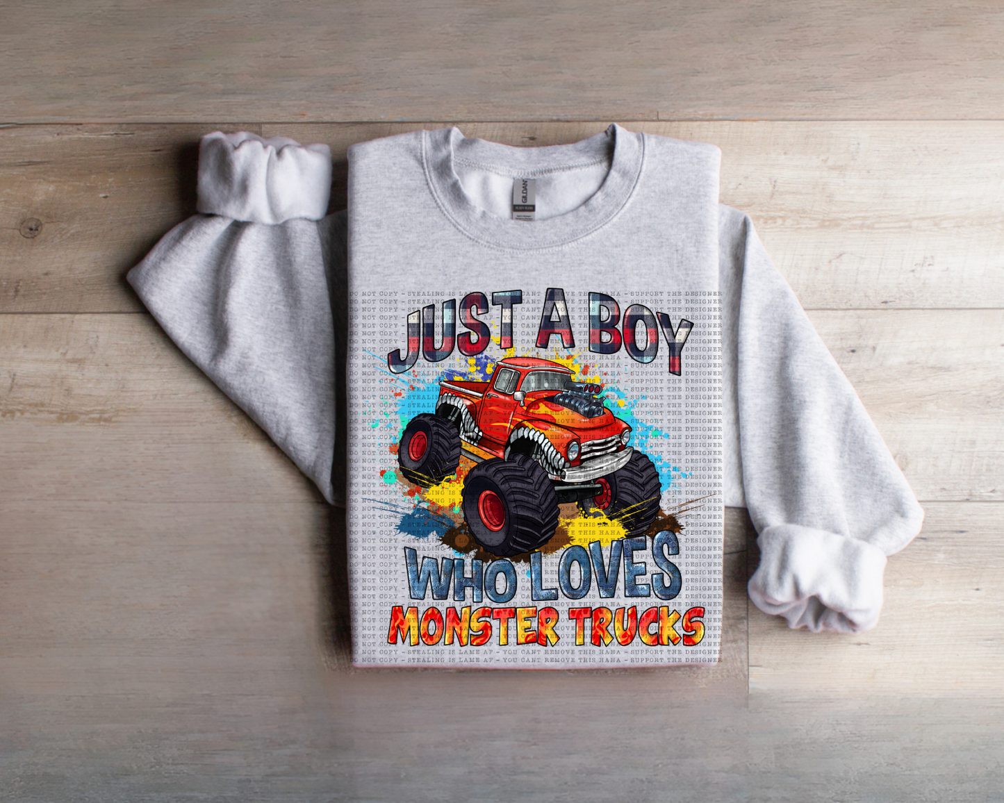 just a boy who loves monster trucks