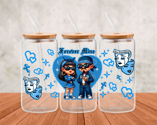 Blue Heart Forever Mine Chicano UV-DTF (adhesive cup wrap)