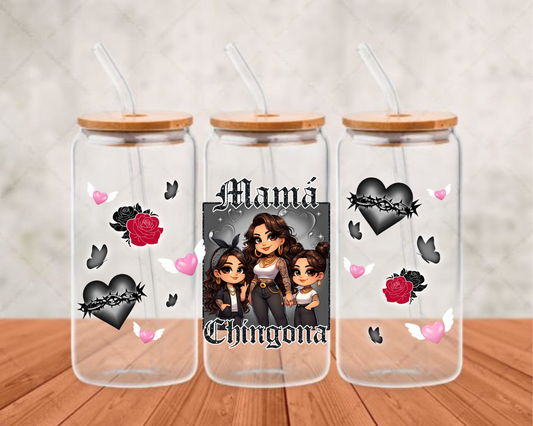 mama chingona black UV-DTF adhesive cup wrap