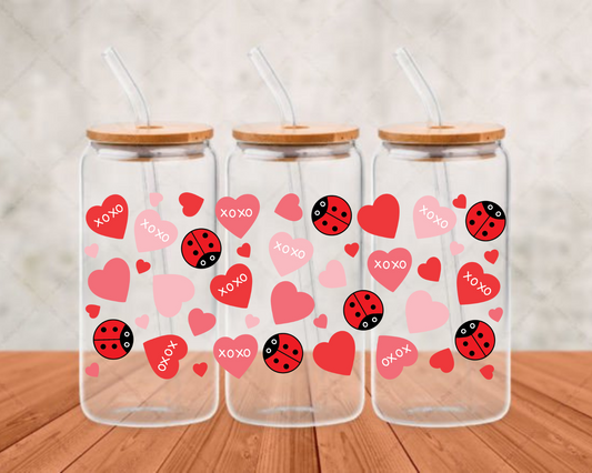 ladybugs and hearts DTF adhesive cup wrap