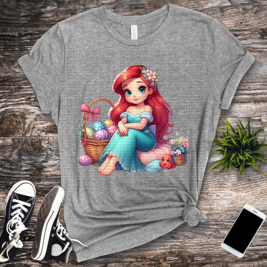 Ariel with a easter basket and eggs .
