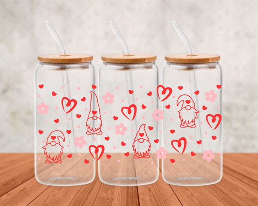 Valentine Gnome  DTF adhesive cup wrap