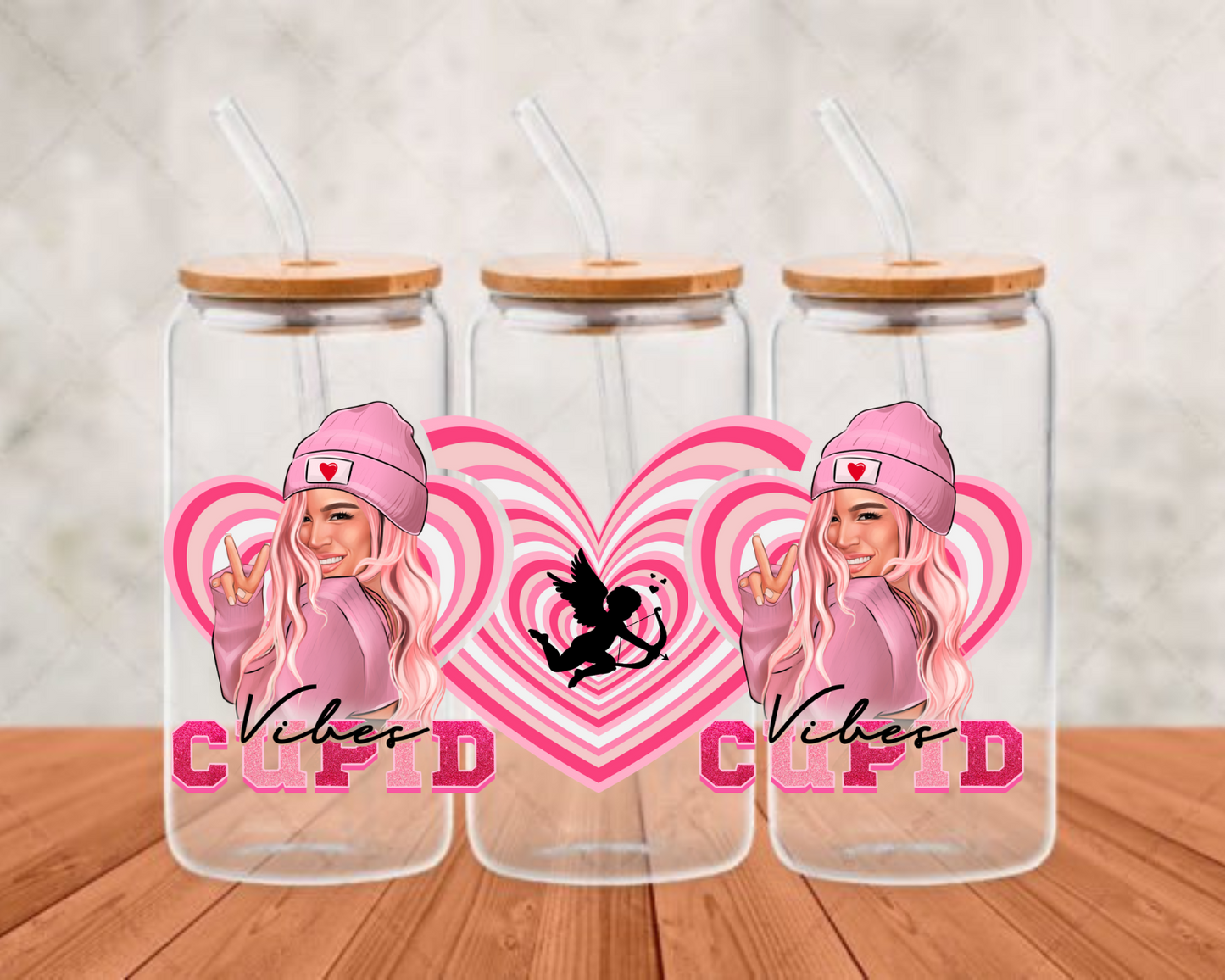 Bichota Karol G Cupid and Heart UV-DTF (adhesive cup wrap)
