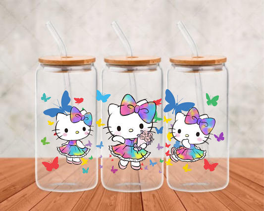 rainbow kitty  UV- DTF Adhesive cup wrap