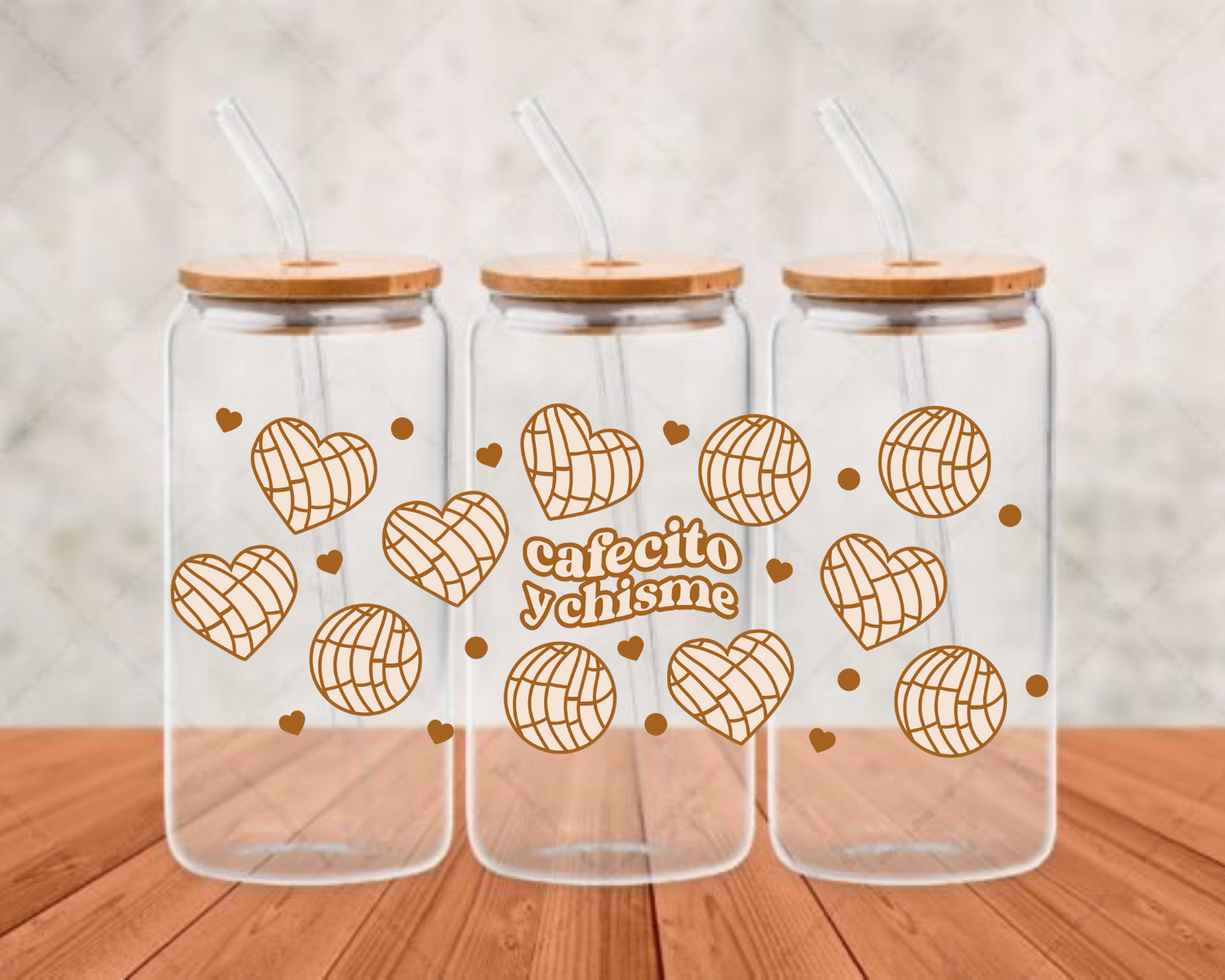 Cafecito y Chisme (white/brown) - UV-DTF (adhesive cup wrap)