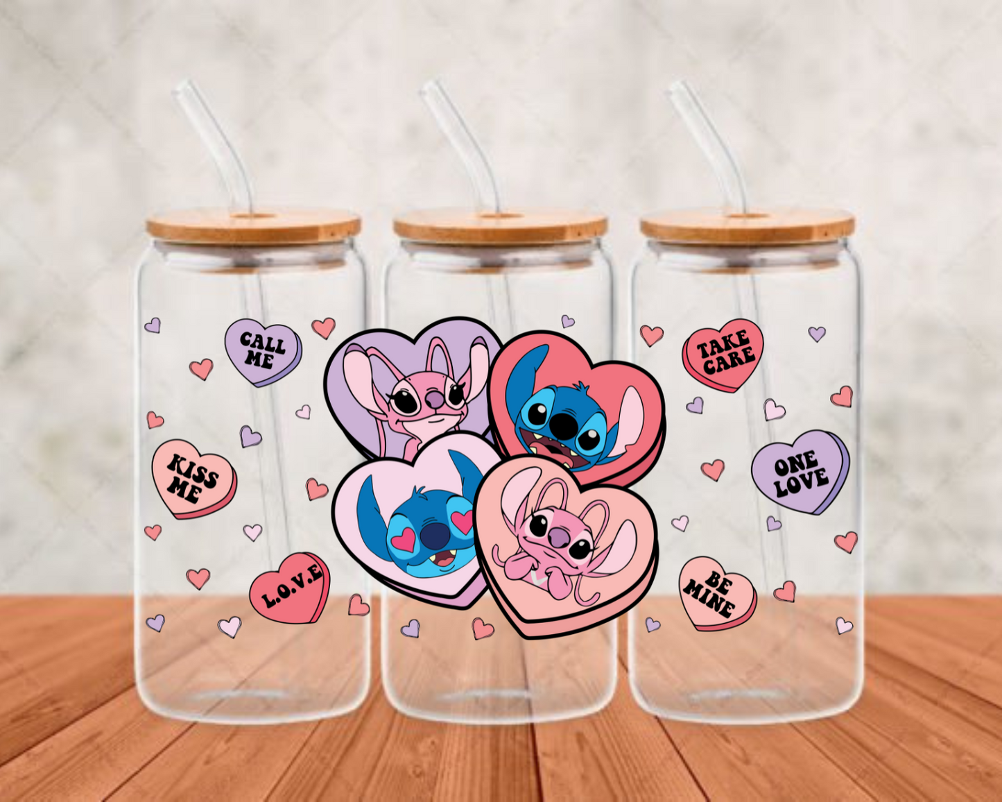Stich And Friends (hearts) UV-DTF (adhesive cup wrap)