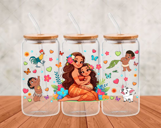 moana and baby  UV- DTF Adhesive cup wrap