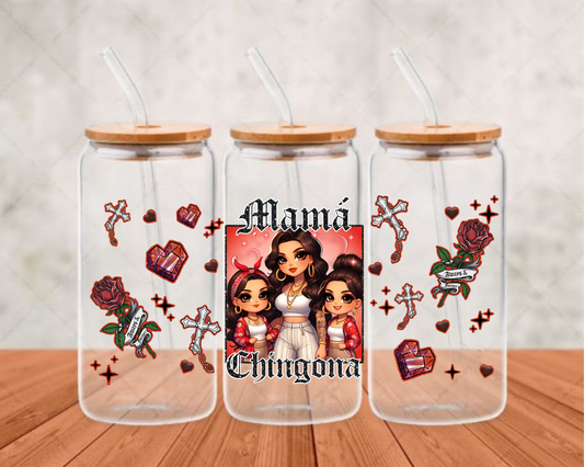 mama chingona red  UV-DTF adhesive cup wrap