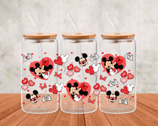Mickey Kissing Hearts UV-DTF adhesive cup wrap