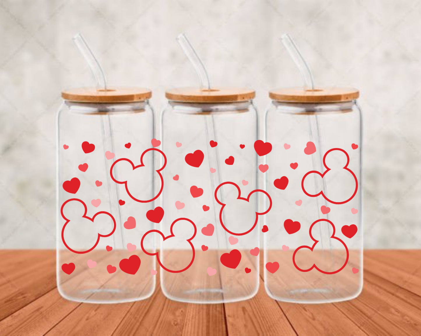 mouse hearts DTF adhesive cup wrap