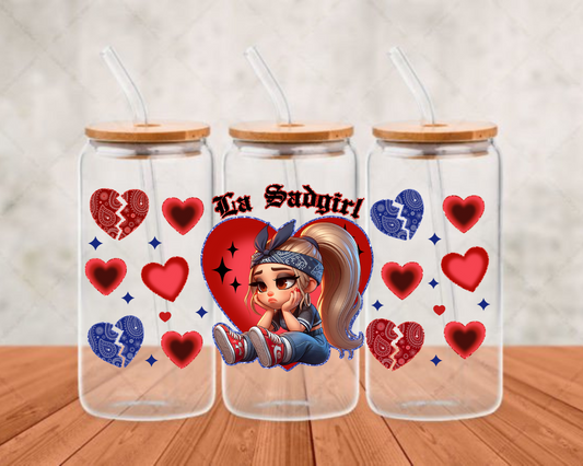red heart la sadgirl   UV-DTF adhesive cup wrap