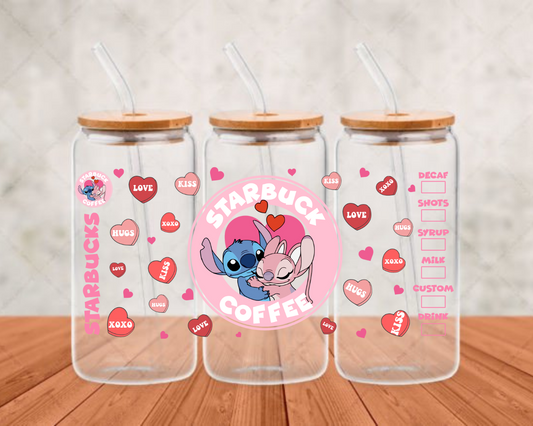 pink and blue cartoon  UV-DTF adhesive cup